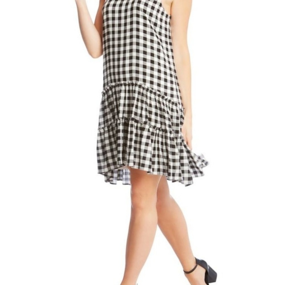 Karen Kane Kingham Ruffle Hem Dress M - Picture 3 of 8